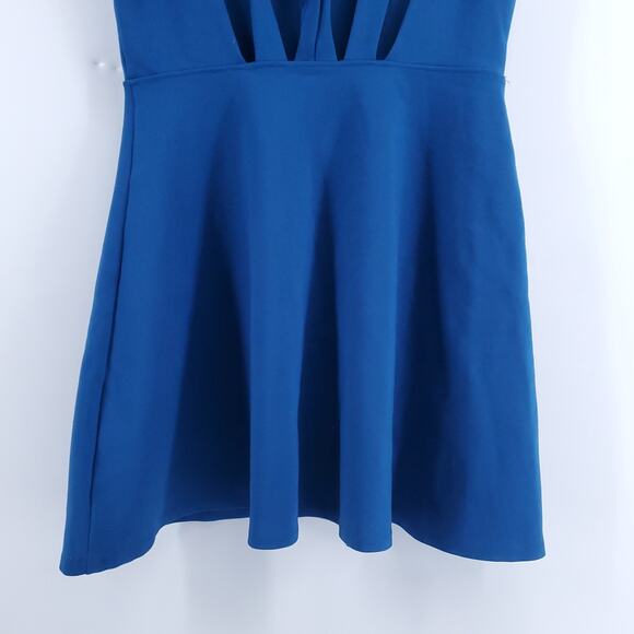 Silence+Noise Event Y2K Blue Fit&Flare Mini Skater Dress Geometric Bac CutOut S - Picture 12 of 13